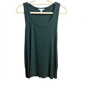 Daily/Ritual Anthropologie Forest Green Ribbed Soft Stretchy Knit‎ Tank Top Sz L